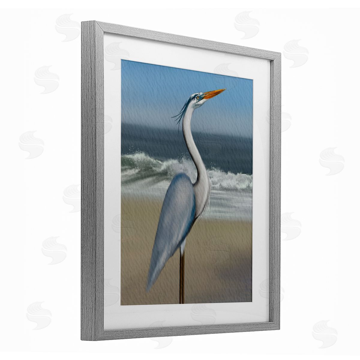 Matthew Piotrowicz Flag Coastal Blue Heron Canvas Wall Art Print