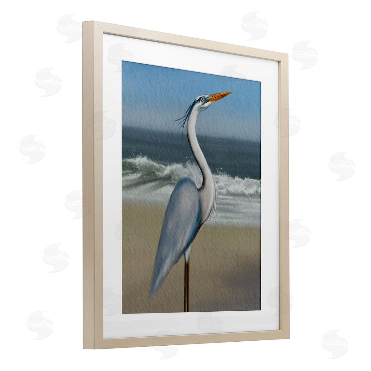 Matthew Piotrowicz Flag Coastal Blue Heron Canvas Wall Art Print