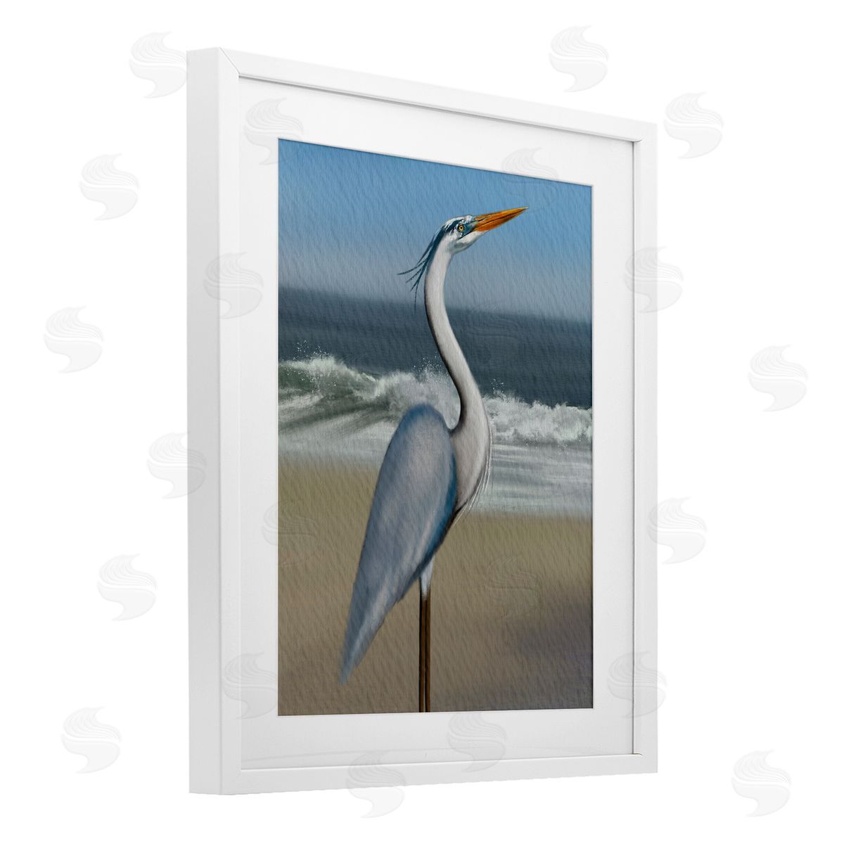 Matthew Piotrowicz Flag Coastal Blue Heron Canvas Wall Art Print