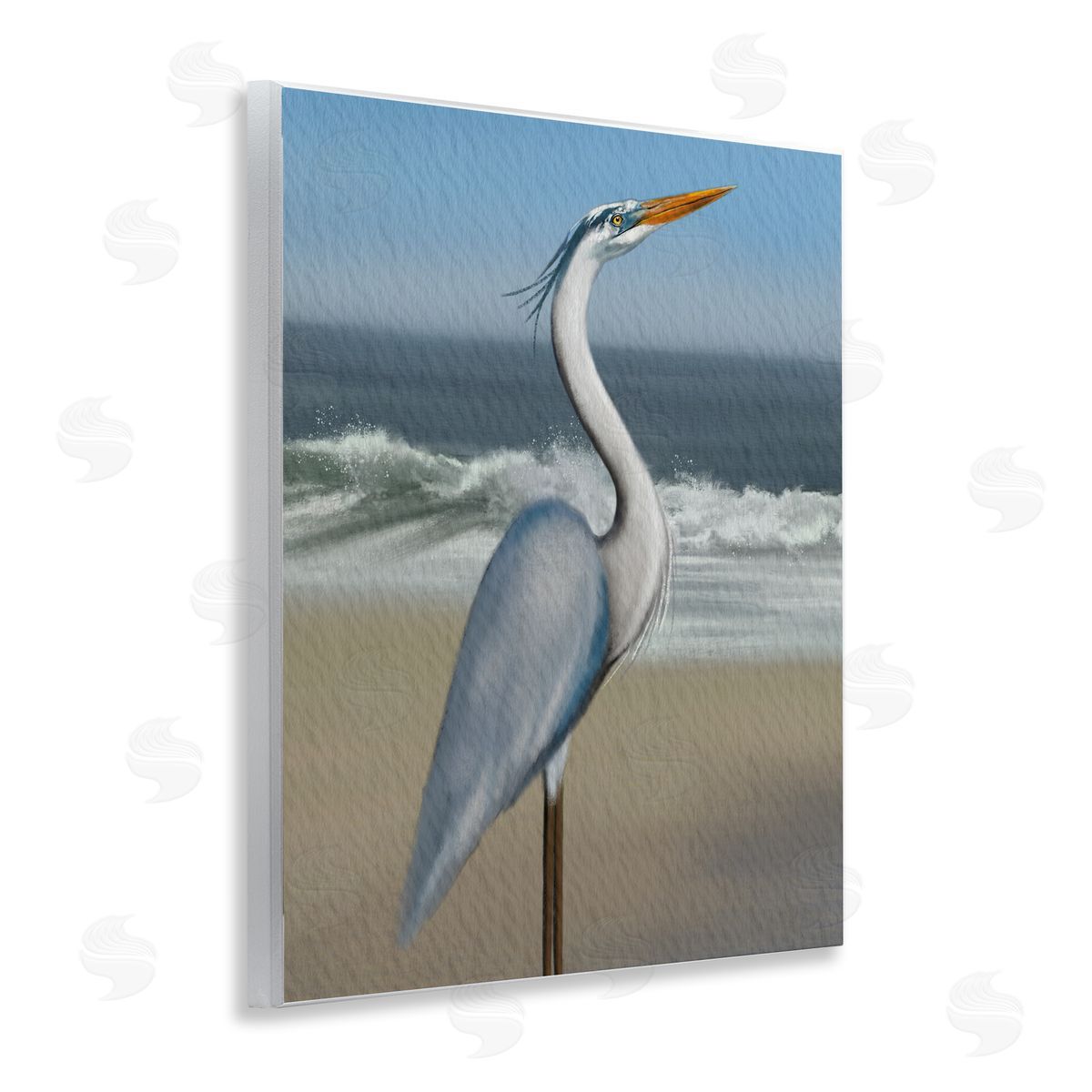 Matthew Piotrowicz Flag Coastal Blue Heron Canvas Wall Art Print