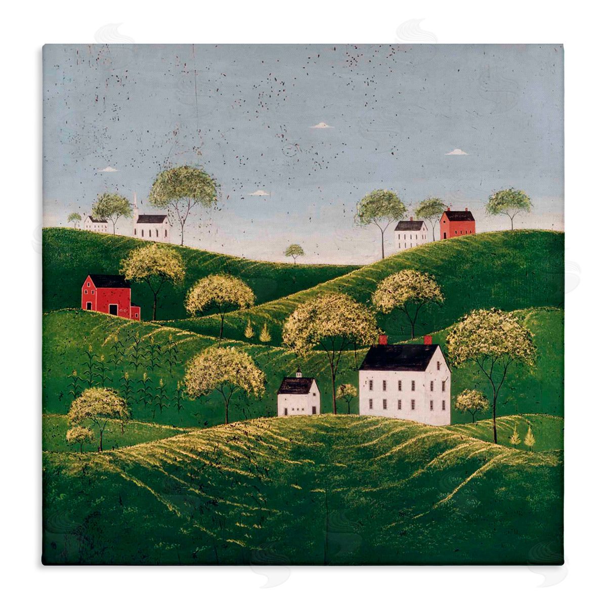 Warren Kimble Rolling Hills in Countryside Village Canvas Wall Art Print