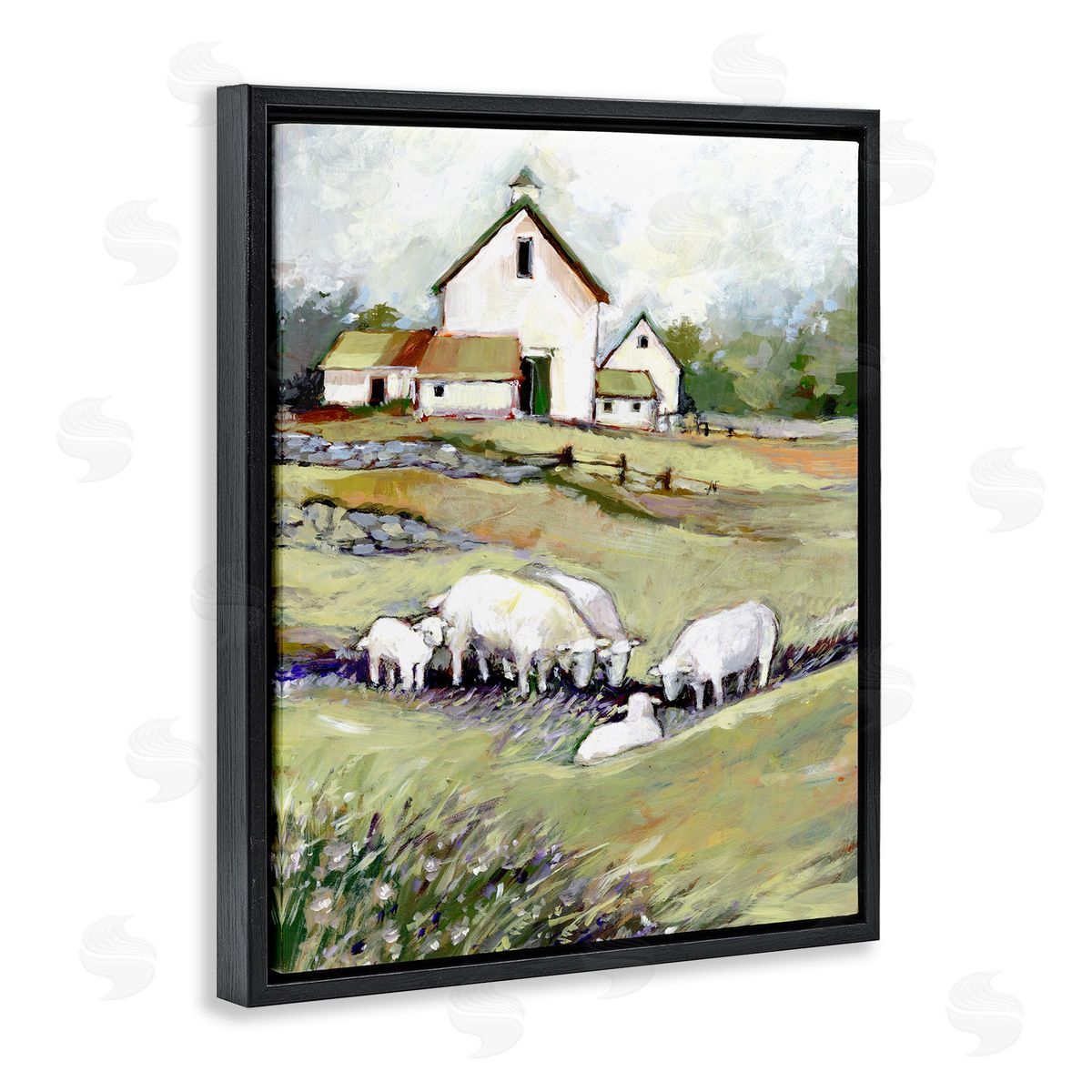 Susan Winget Barn with Grazing Sheep Canvas Wall Art Print