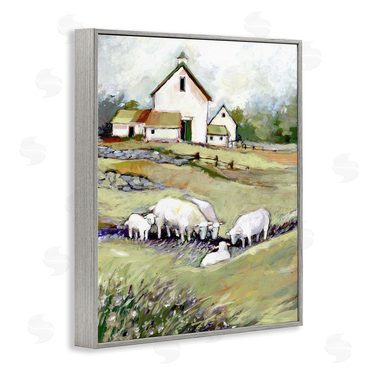 Susan Winget Barn with Grazing Sheep Canvas Wall Art Print