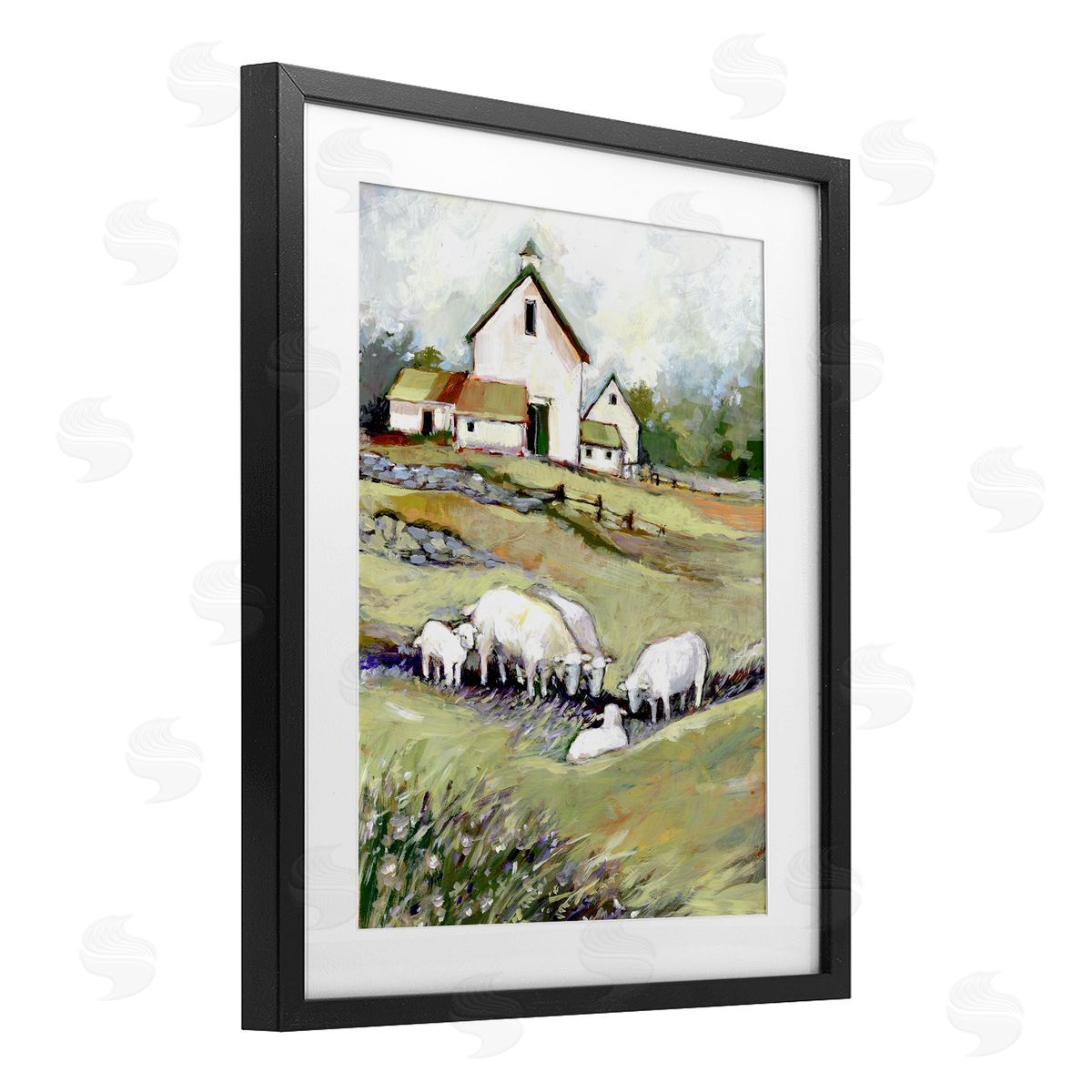 Susan Winget Barn with Grazing Sheep Canvas Wall Art Print