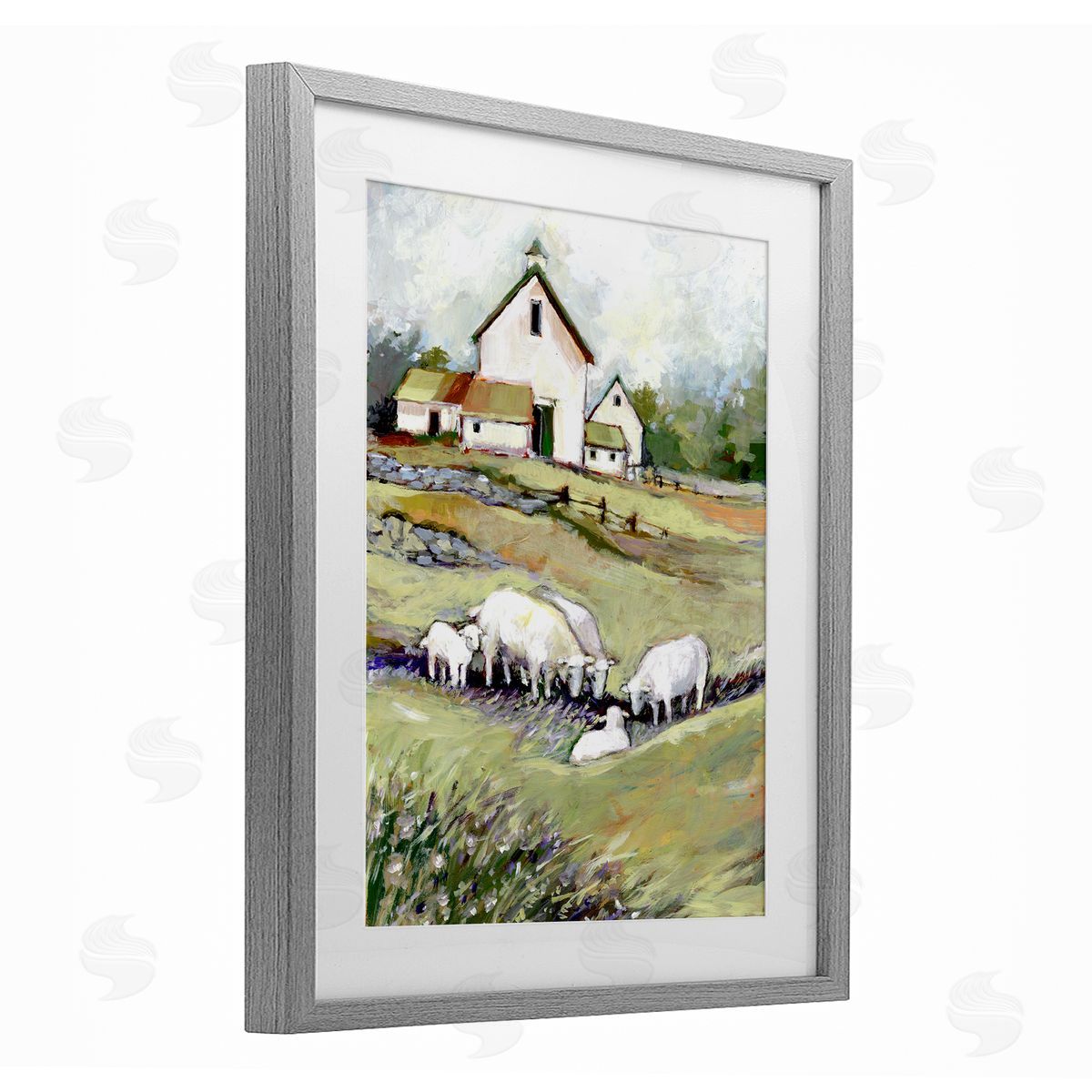 Susan Winget Barn with Grazing Sheep Canvas Wall Art Print