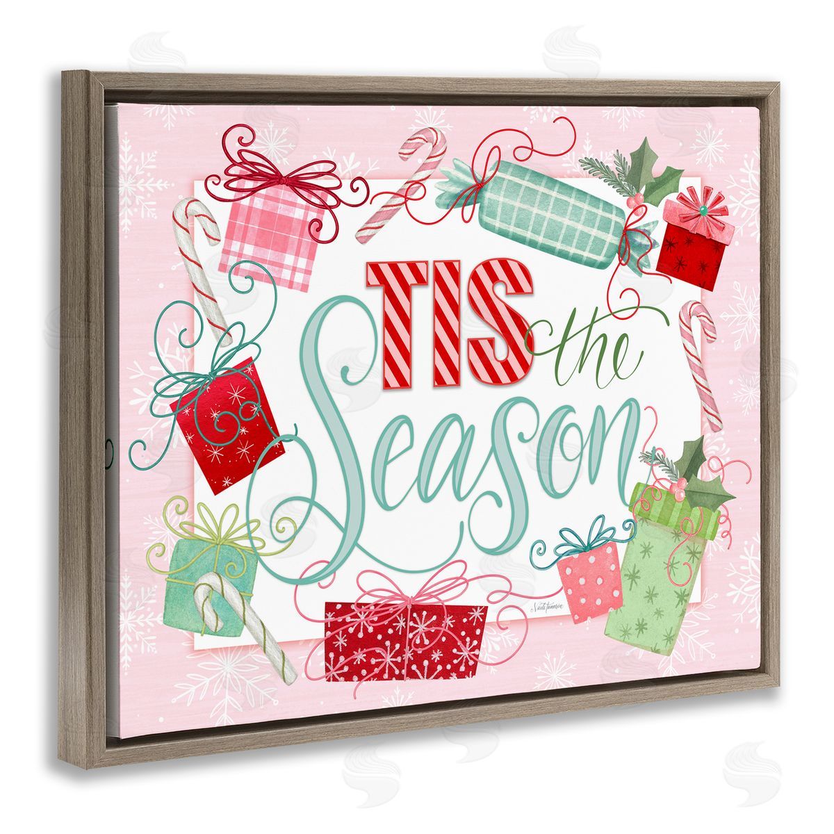 Nicole Tamarin Pastel Pink Tis The Season Canvas Wall Art Print