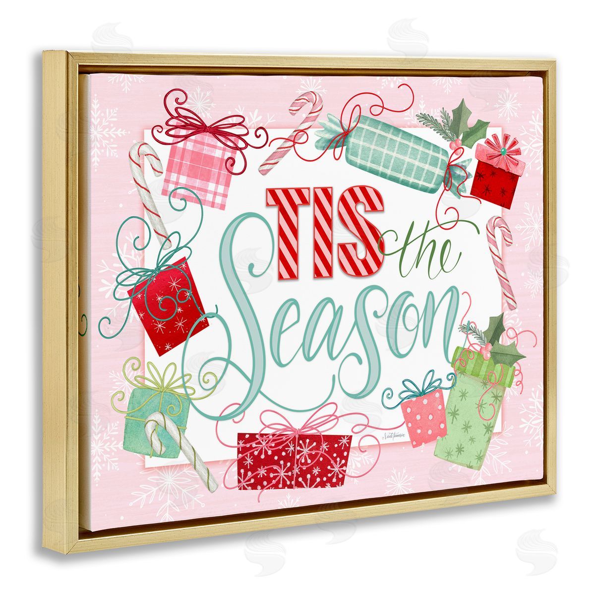 Nicole Tamarin Pastel Pink Tis The Season Canvas Wall Art Print