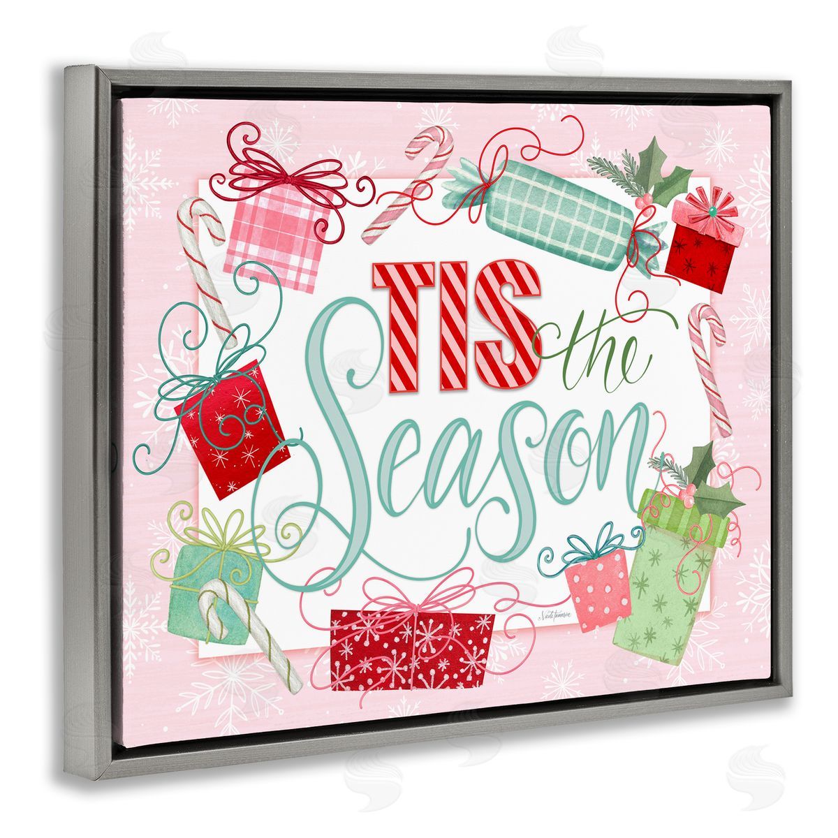 Nicole Tamarin Pastel Pink Tis The Season Canvas Wall Art Print