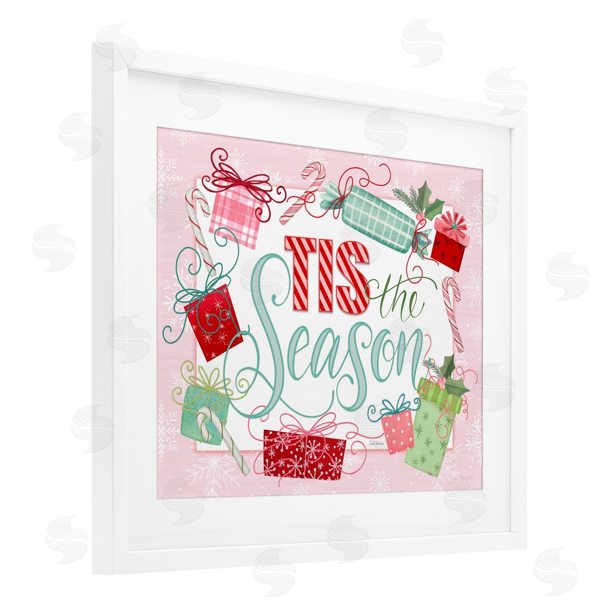 Nicole Tamarin Pastel Pink Tis The Season Canvas Wall Art Print
