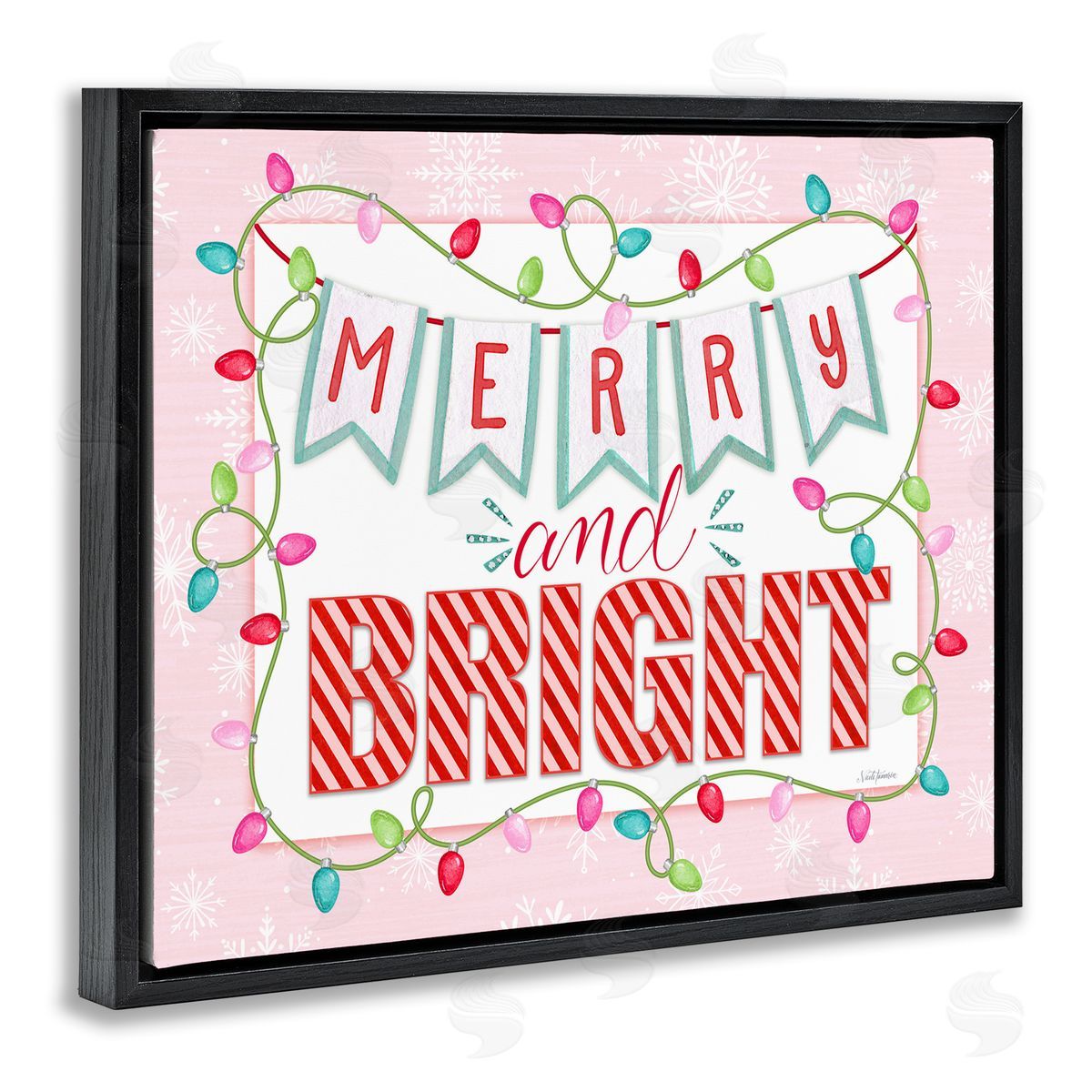 Nicole Tamarin Pastel Pink Merry & Bright Canvas Wall Art Print