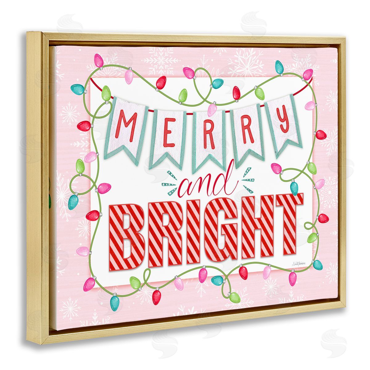 Nicole Tamarin Pastel Pink Merry & Bright Canvas Wall Art Print