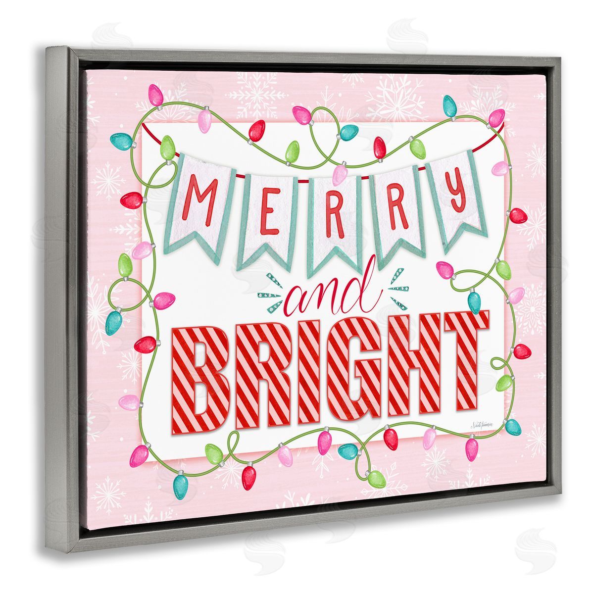 Nicole Tamarin Pastel Pink Merry & Bright Canvas Wall Art Print