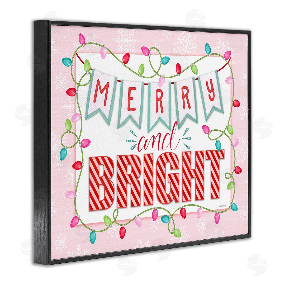 Nicole Tamarin Pastel Pink Merry & Bright Canvas Wall Art Print