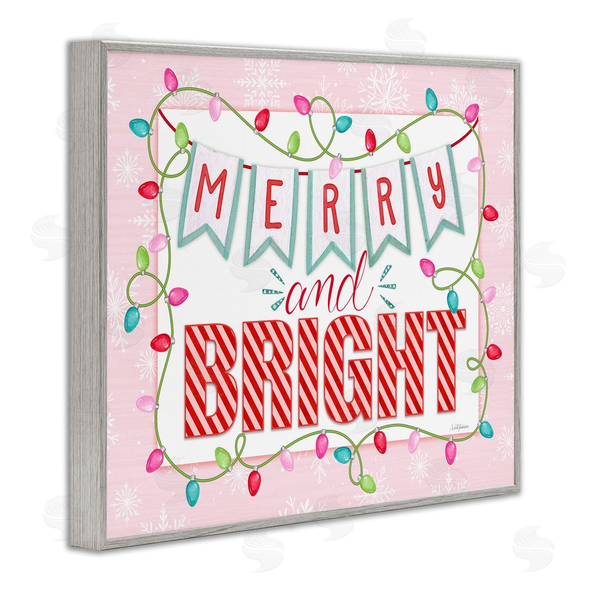 Nicole Tamarin Pastel Pink Merry & Bright Canvas Wall Art Print