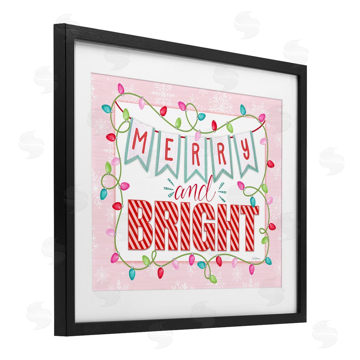 Nicole Tamarin Pastel Pink Merry & Bright Canvas Wall Art Print