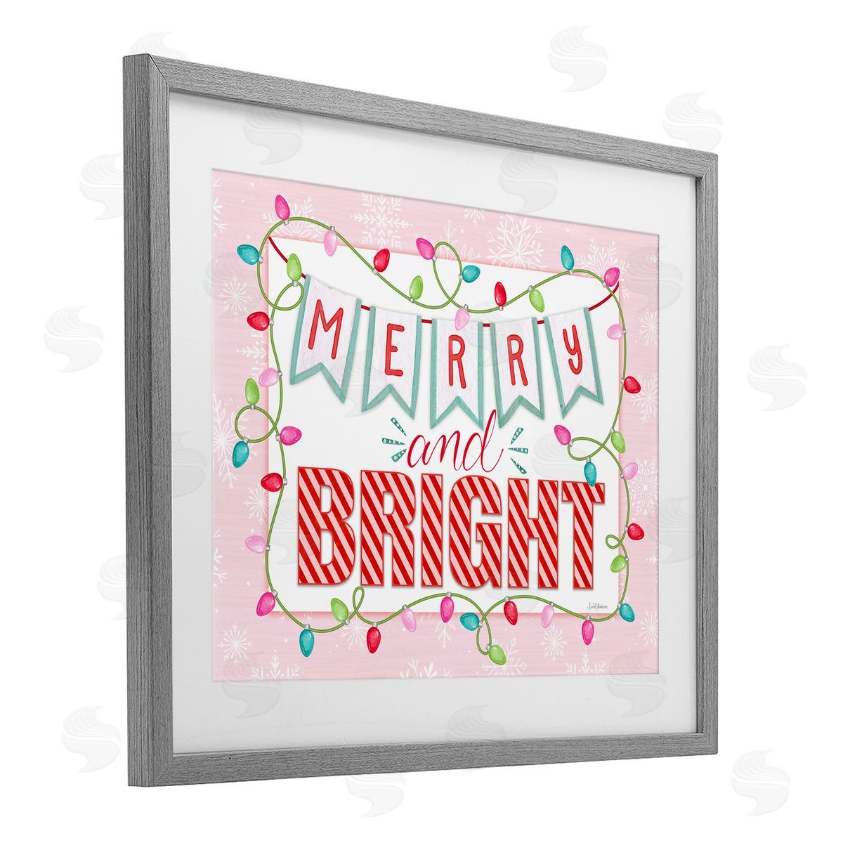 Nicole Tamarin Pastel Pink Merry & Bright Canvas Wall Art Print
