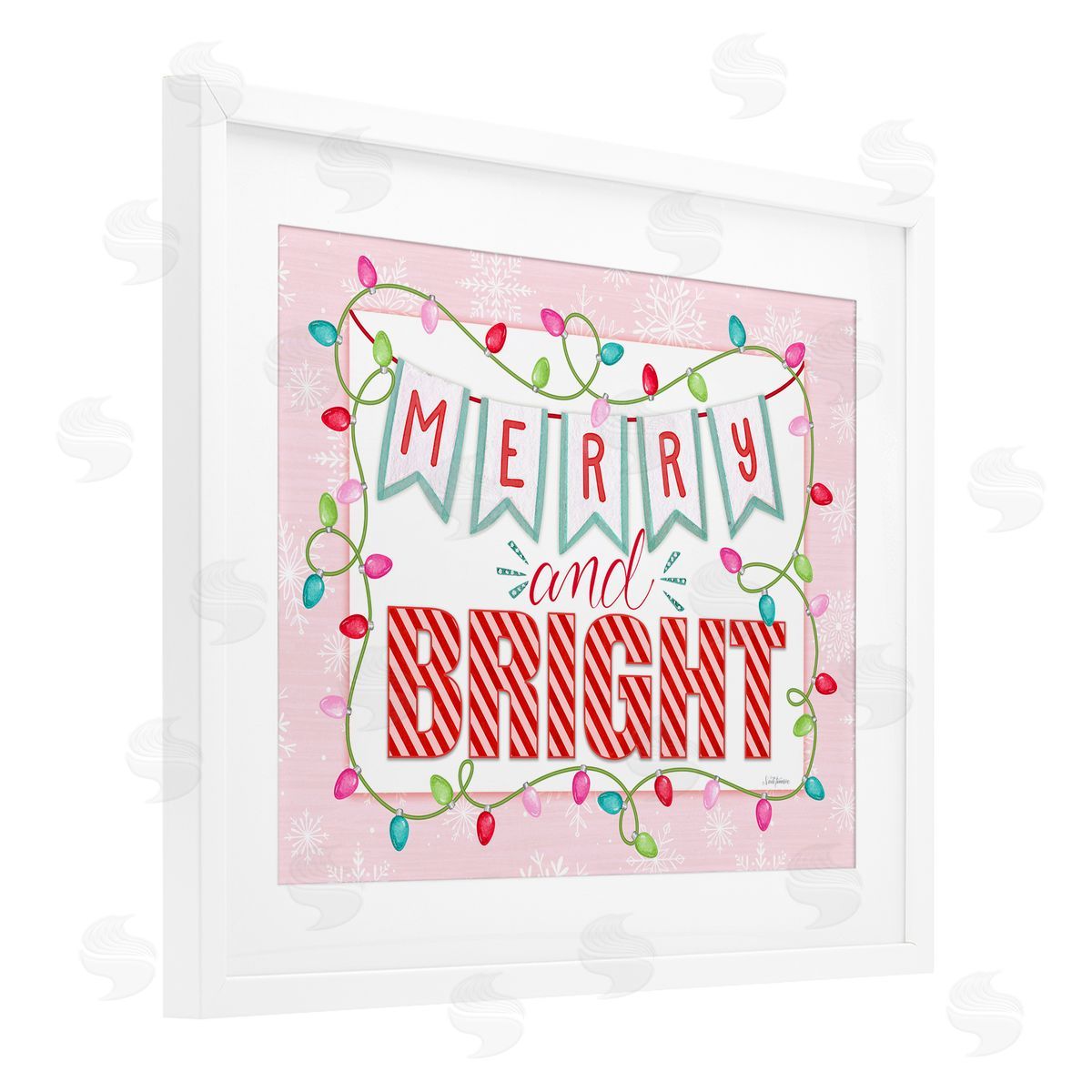 Nicole Tamarin Pastel Pink Merry & Bright Canvas Wall Art Print