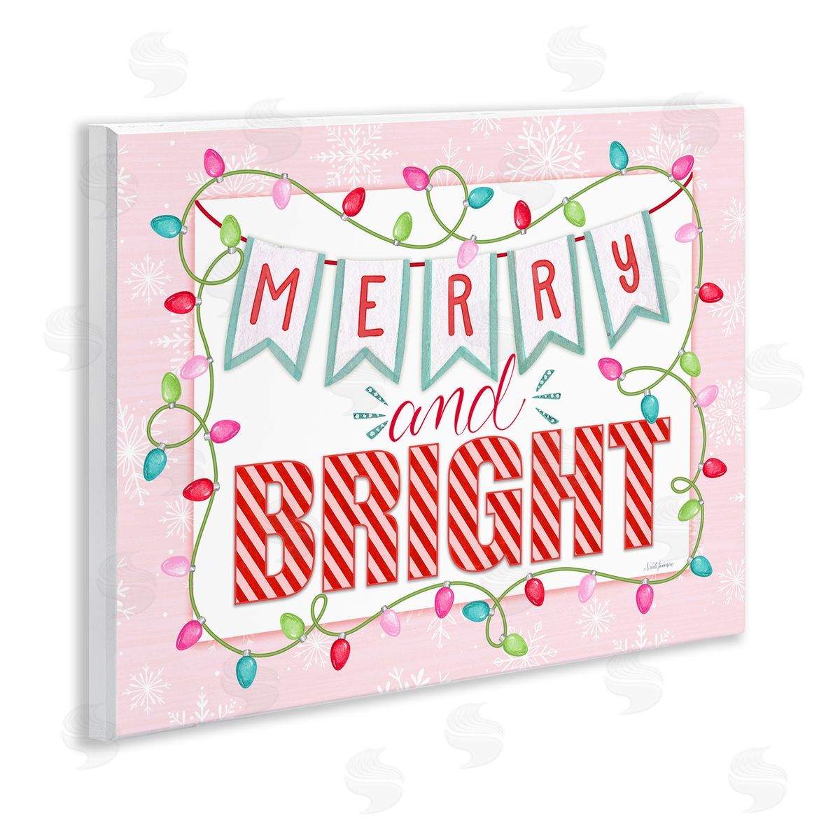 Nicole Tamarin Pastel Pink Merry & Bright Canvas Wall Art Print