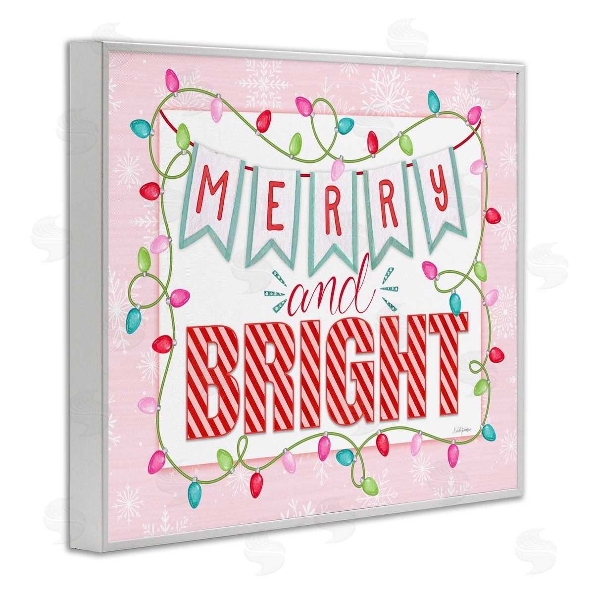 Nicole Tamarin Pastel Pink Merry & Bright Canvas Wall Art Print