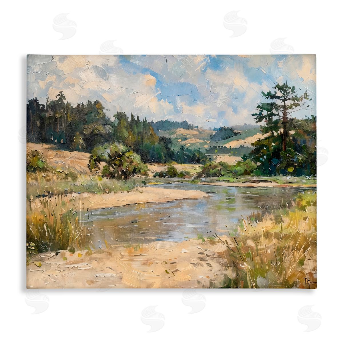 LSR Creative Studio Sunlit River Landscape Canvas Wall Art Print