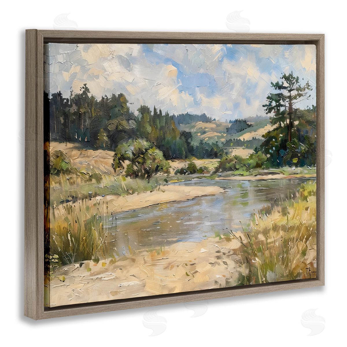 LSR Creative Studio Sunlit River Landscape Canvas Wall Art Print