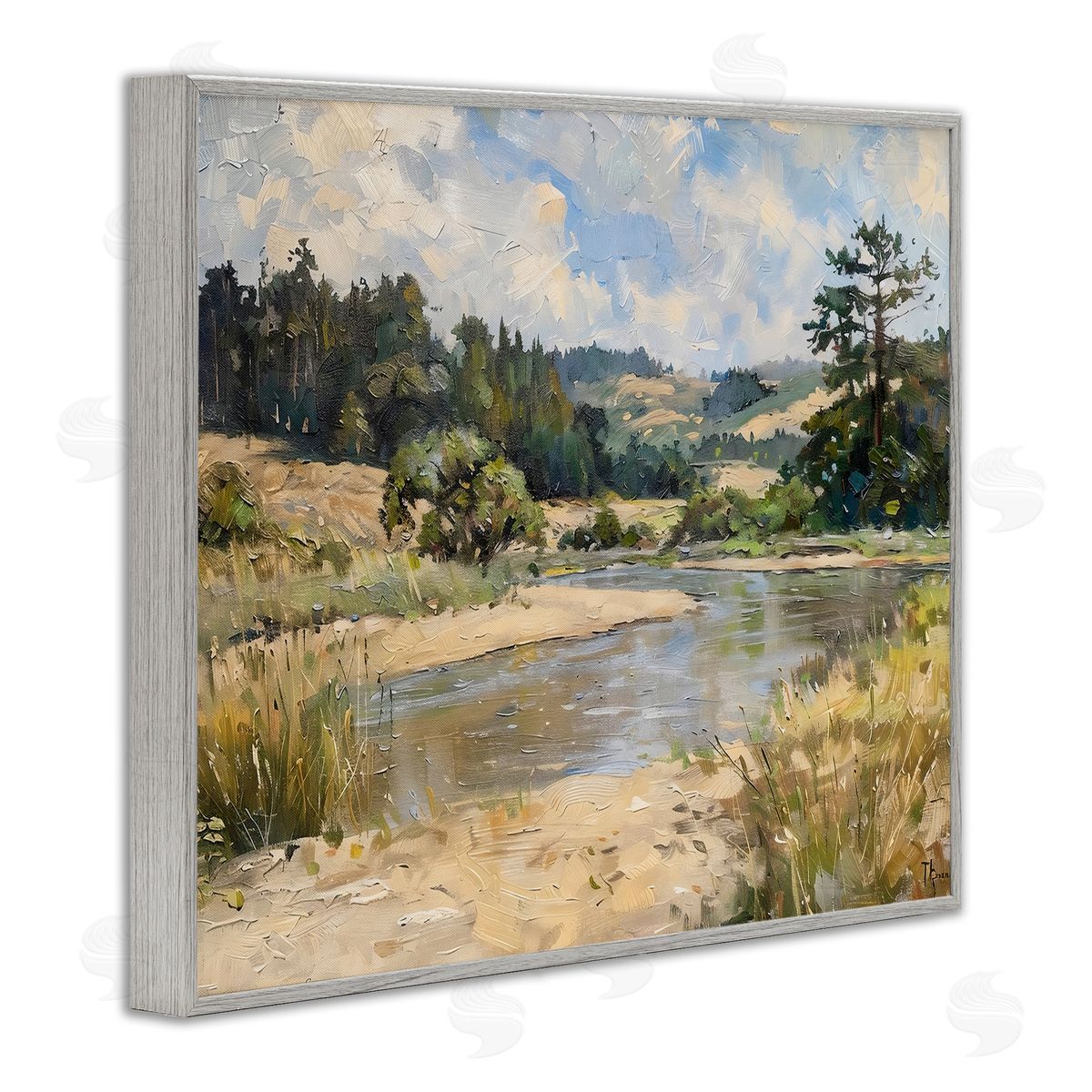 LSR Creative Studio Sunlit River Landscape Canvas Wall Art Print