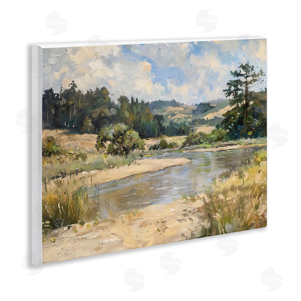 LSR Creative Studio Sunlit River Landscape Canvas Wall Art Print