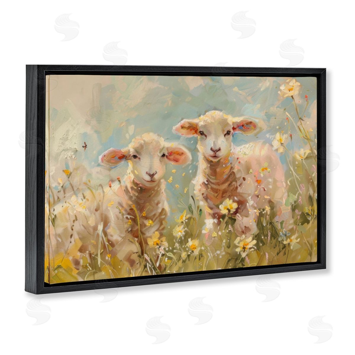 LSR Design Studio Spring Lambs in Meadow Canvas Wall Art Print