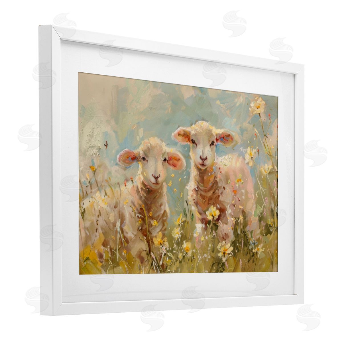 LSR Design Studio Spring Lambs in Meadow Canvas Wall Art Print