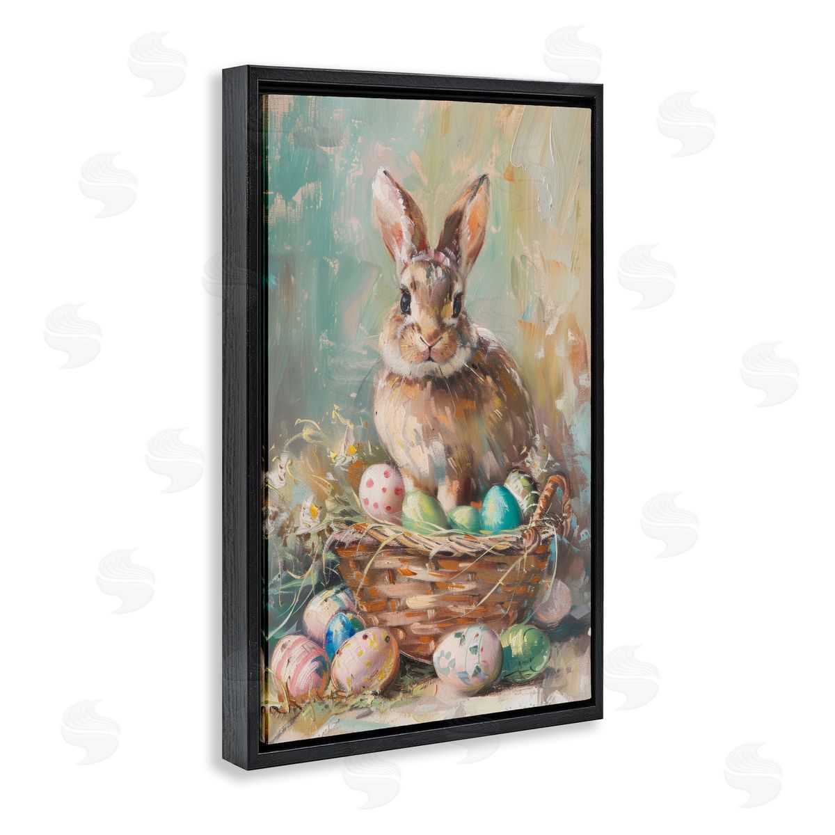 LSR Design Studio Spring Easter Bunny Basket Canvas Wall Art Print