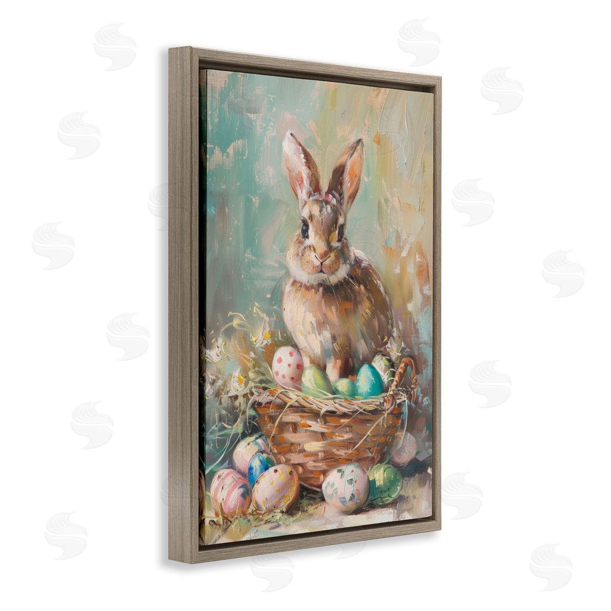 LSR Design Studio Spring Easter Bunny Basket Canvas Wall Art Print