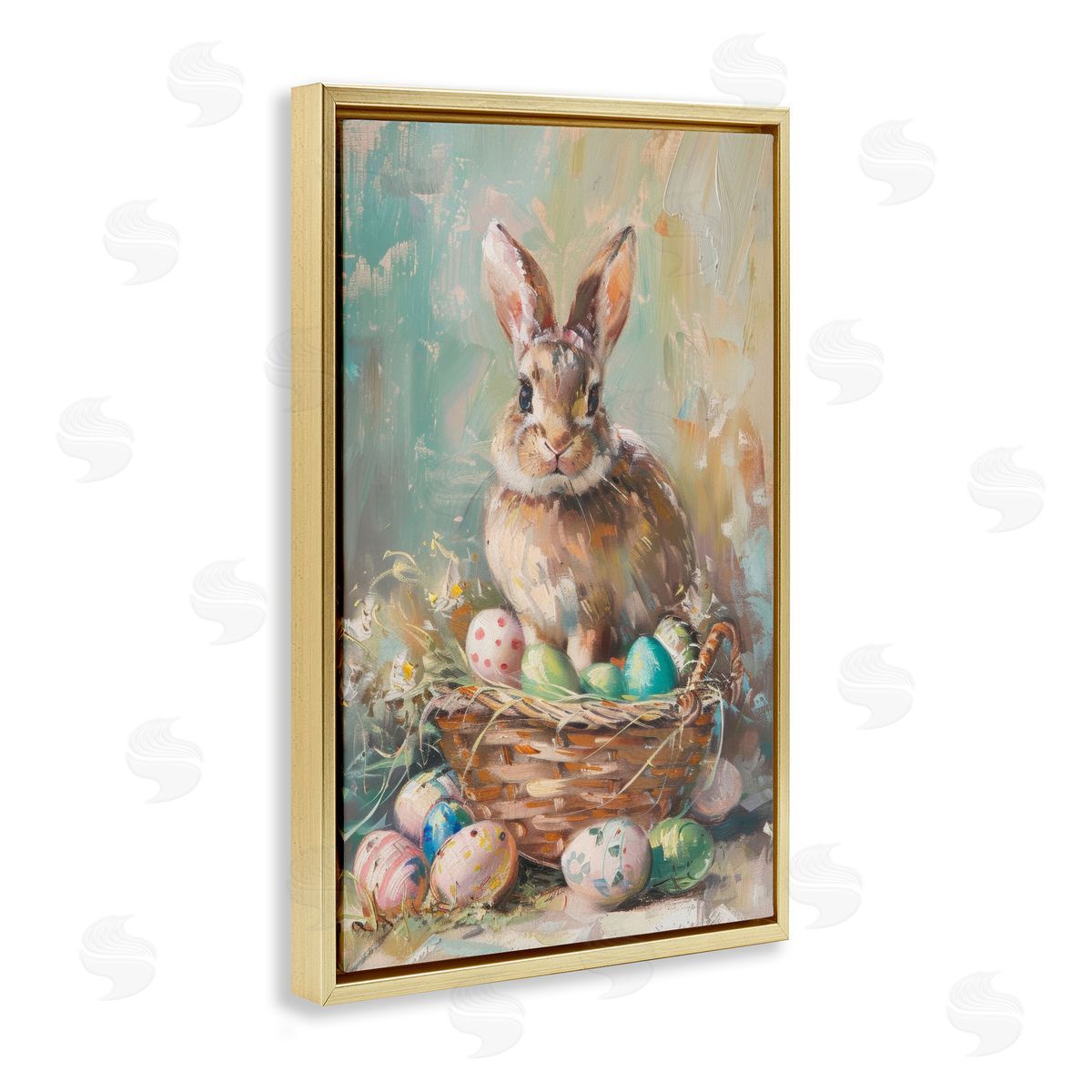 LSR Design Studio Spring Easter Bunny Basket Canvas Wall Art Print