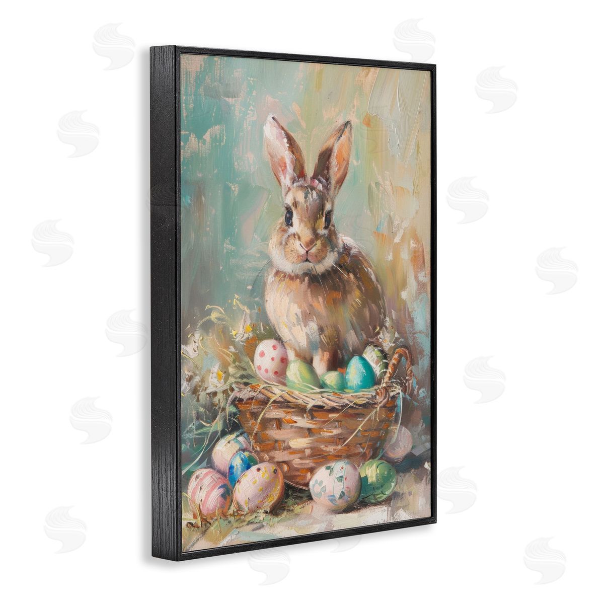 LSR Design Studio Spring Easter Bunny Basket Canvas Wall Art Print