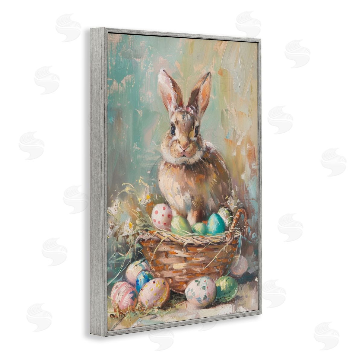 LSR Design Studio Spring Easter Bunny Basket Canvas Wall Art Print