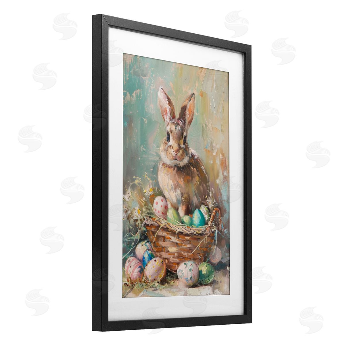 LSR Design Studio Spring Easter Bunny Basket Canvas Wall Art Print