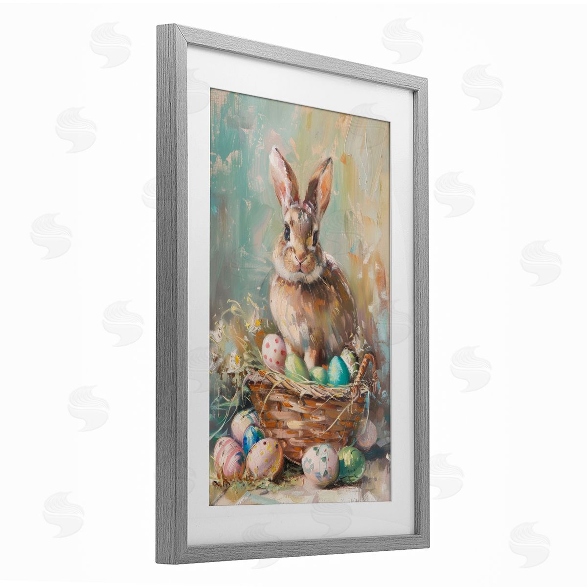 LSR Design Studio Spring Easter Bunny Basket Canvas Wall Art Print