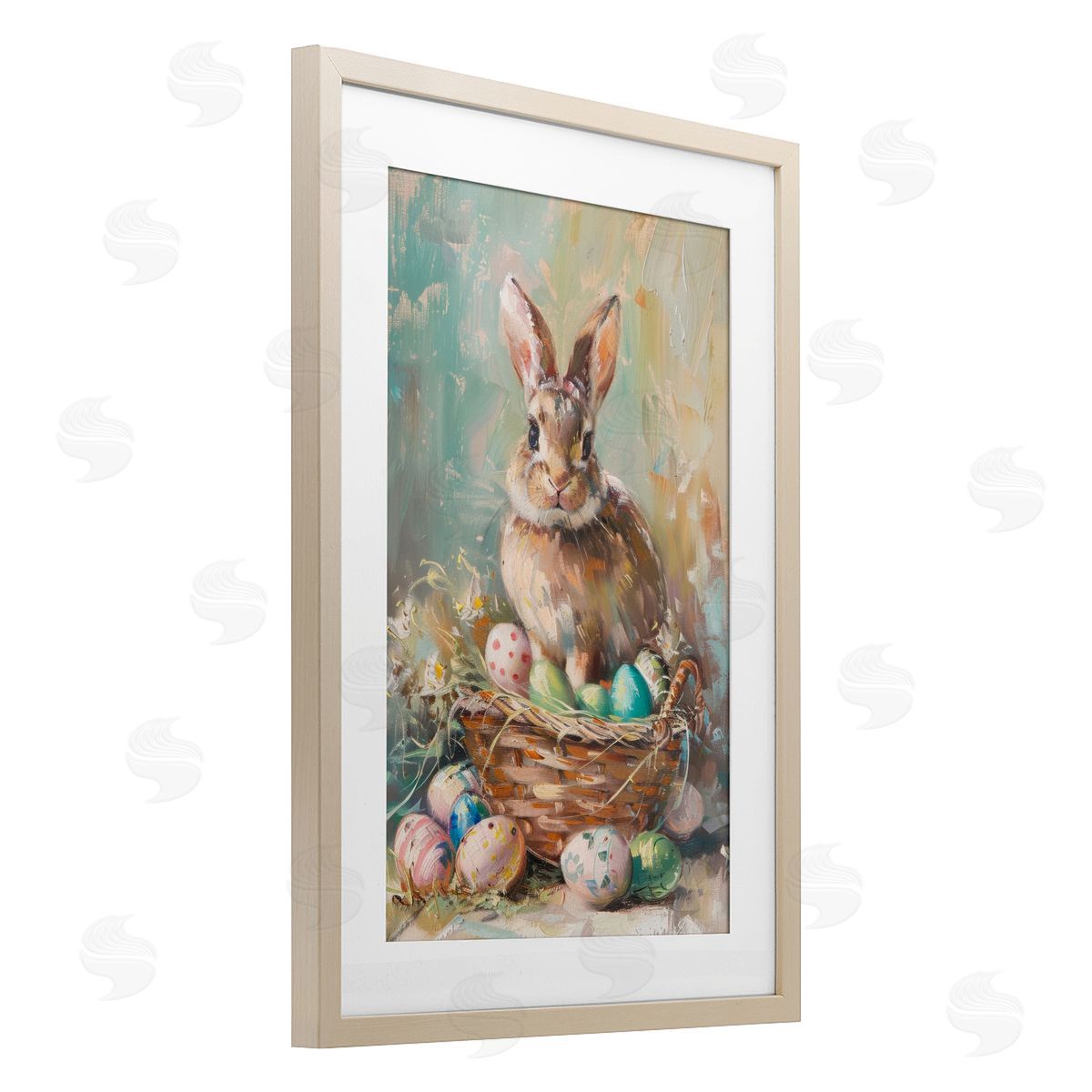 LSR Design Studio Spring Easter Bunny Basket Canvas Wall Art Print