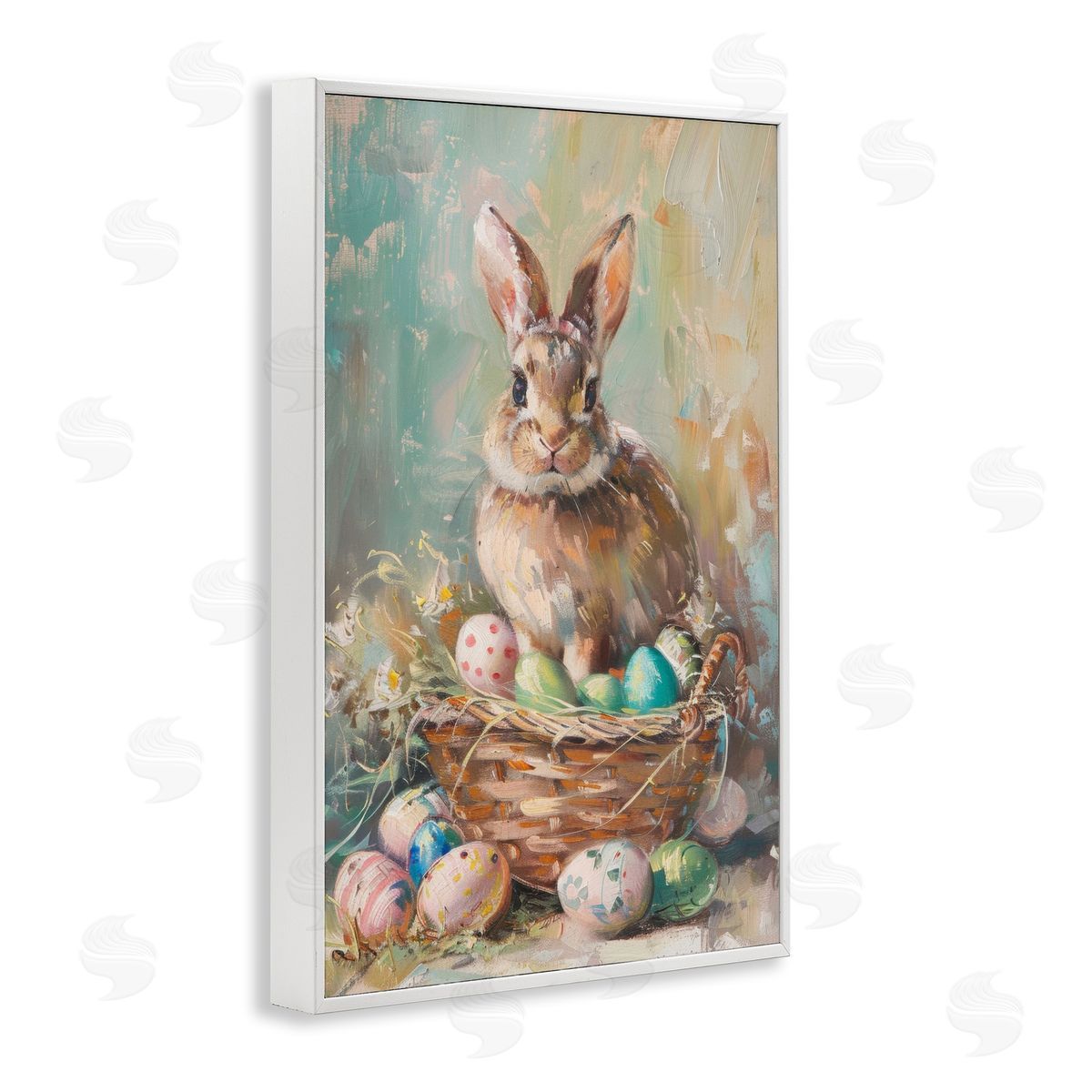 LSR Design Studio Spring Easter Bunny Basket Canvas Wall Art Print