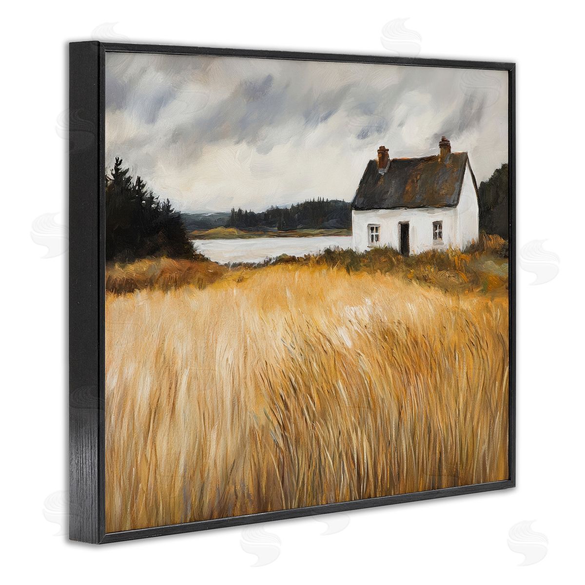 Petal Prints Design White House On Wheat Canvas Wall Art Print