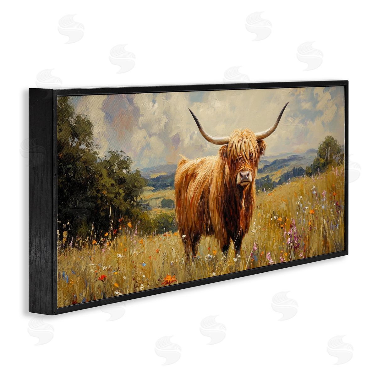 Petal Prints Design Highland Cow In Sunshine Canvas Wall Art Print