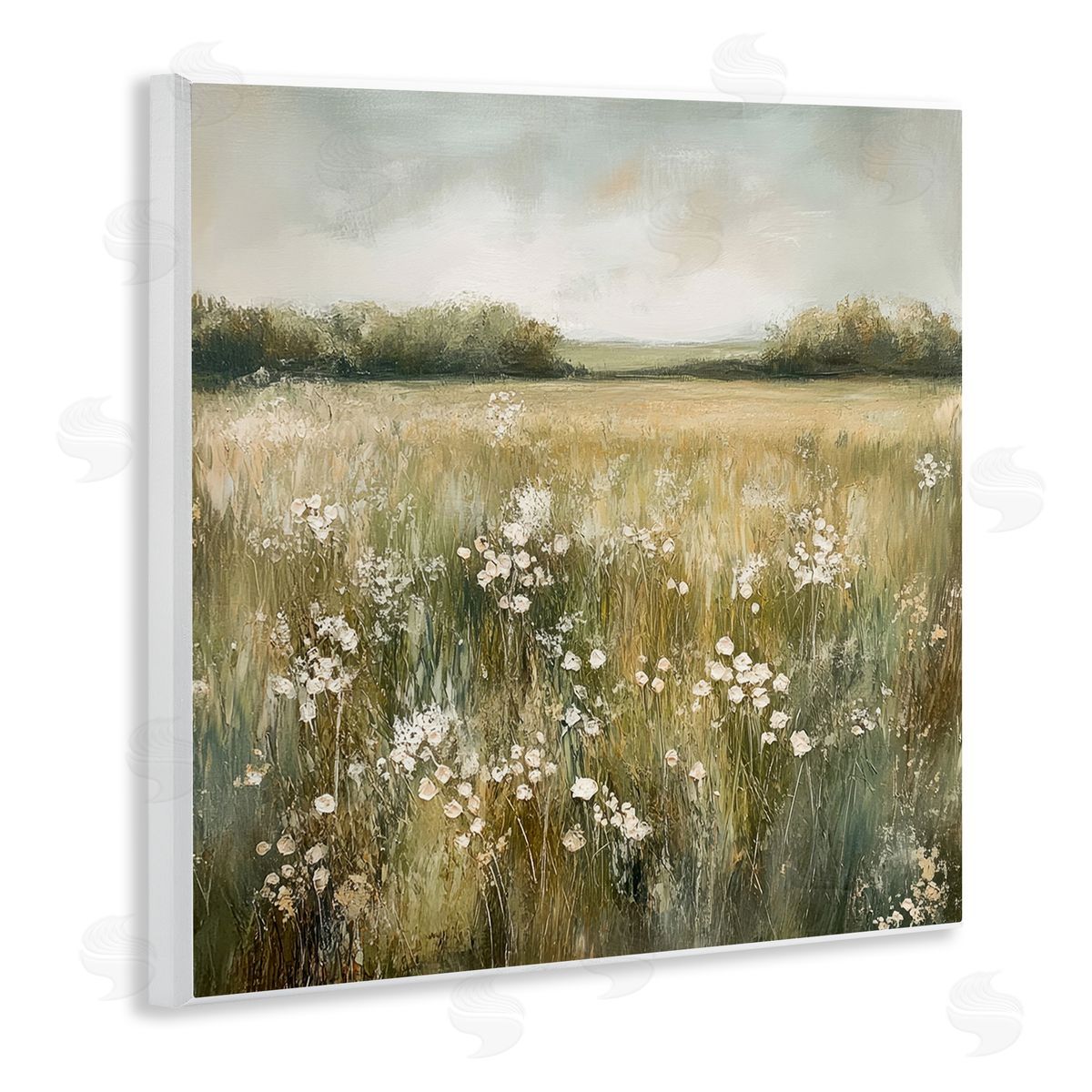 Petal Prints Design Neutral Field Of Flowers Canvas Wall Art Print