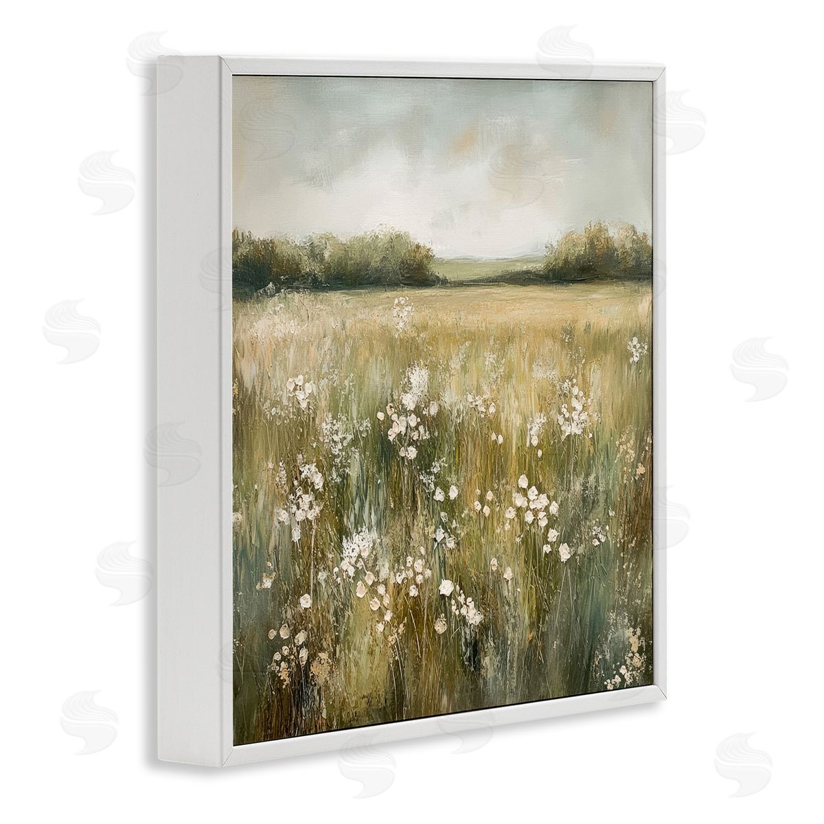 Petal Prints Design Neutral Field Of Flowers Canvas Wall Art Print
