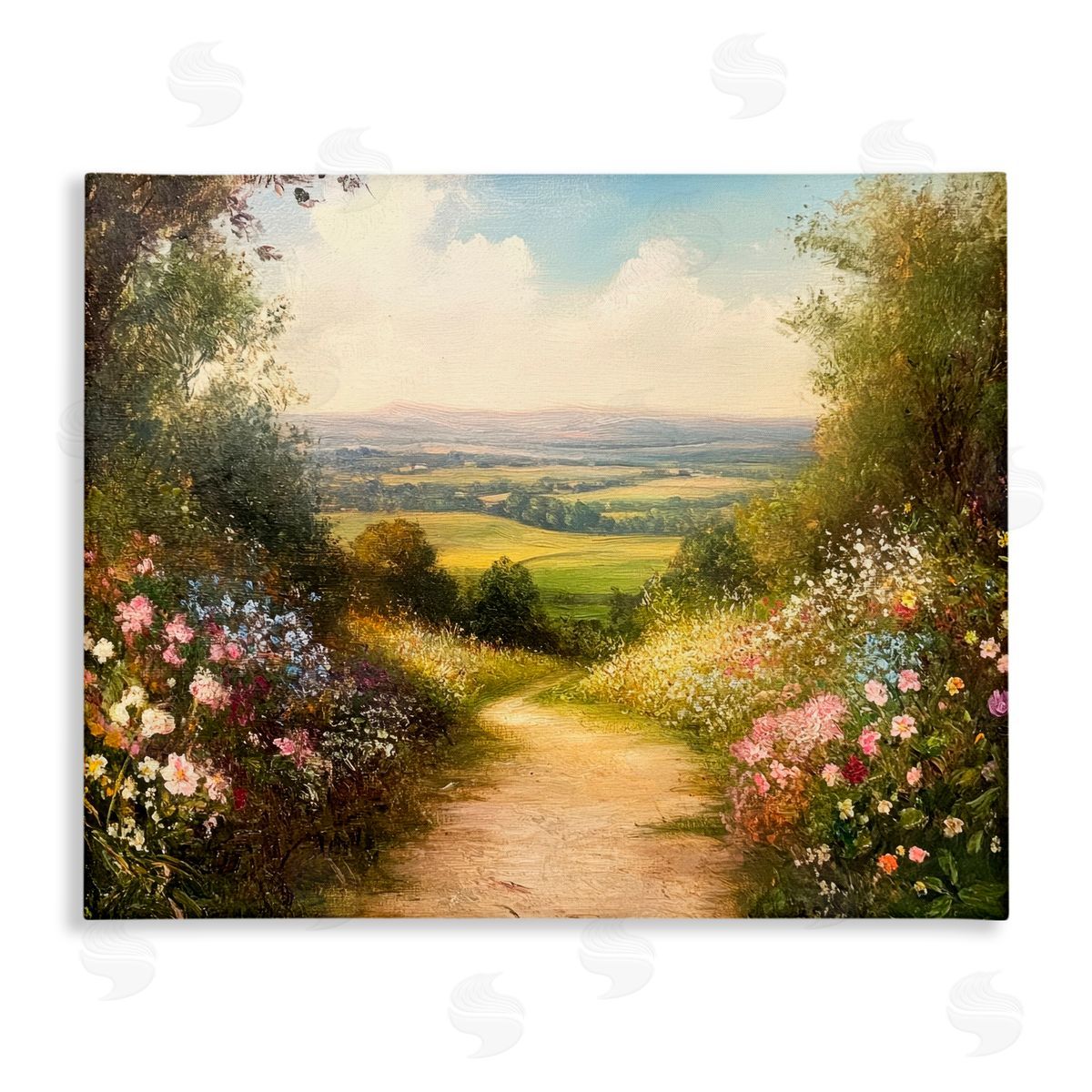 Petal Prints Design Wildflower Lane Landscape Canvas Wall Art Print