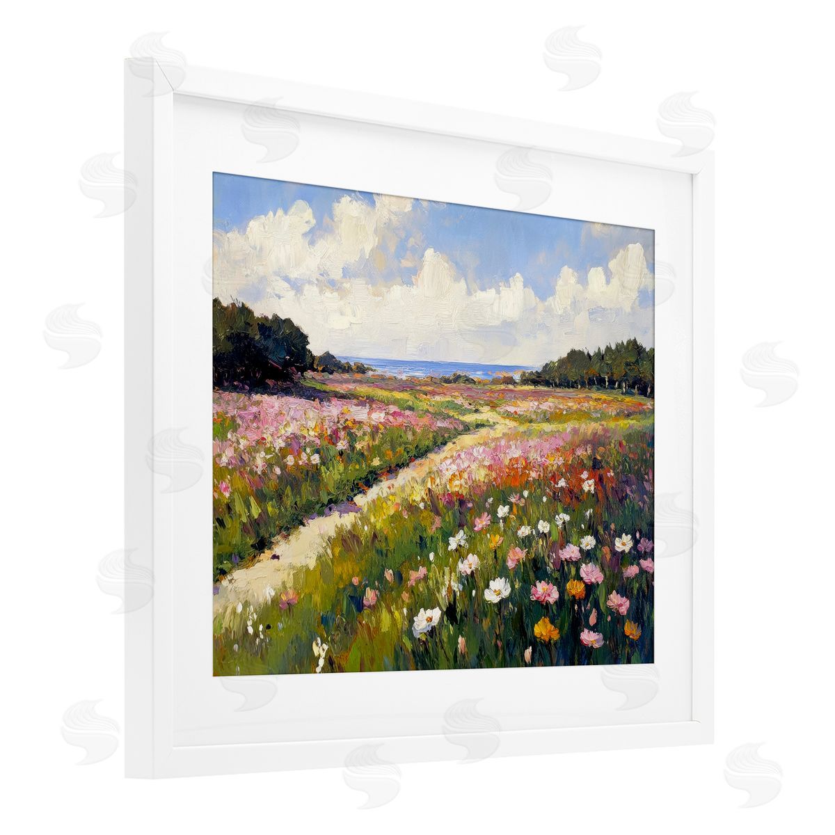 Petal Prints Design Romance Walkway with Flowers Canvas Wall Art Print