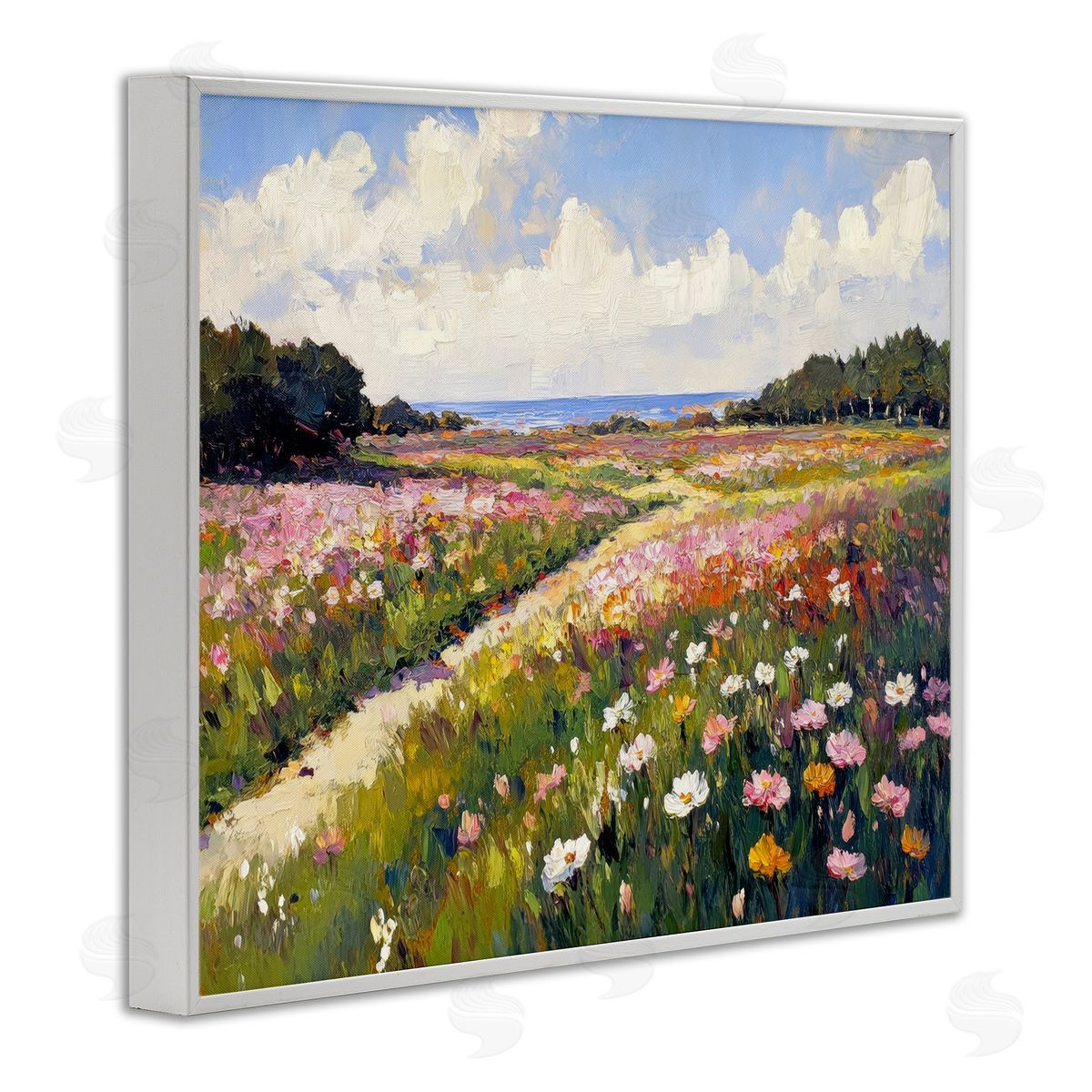 Petal Prints Design Romance Walkway with Flowers Canvas Wall Art Print