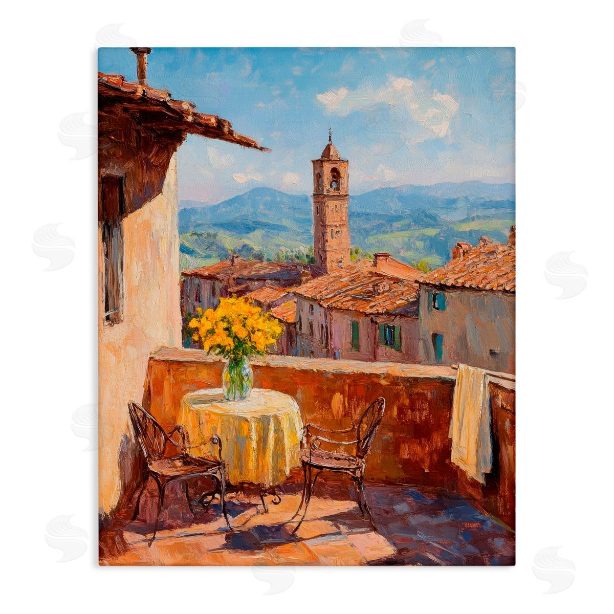 Petal Prints Design Sunlit Balcony View Canvas Wall Art Print