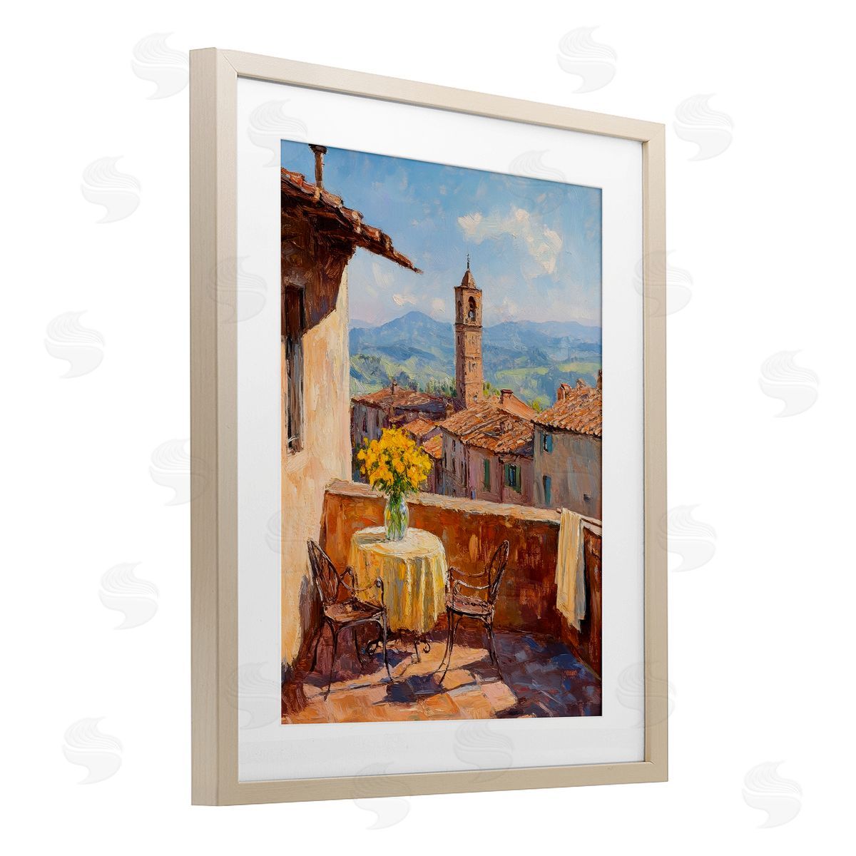 Petal Prints Design Sunlit Balcony View Canvas Wall Art Print
