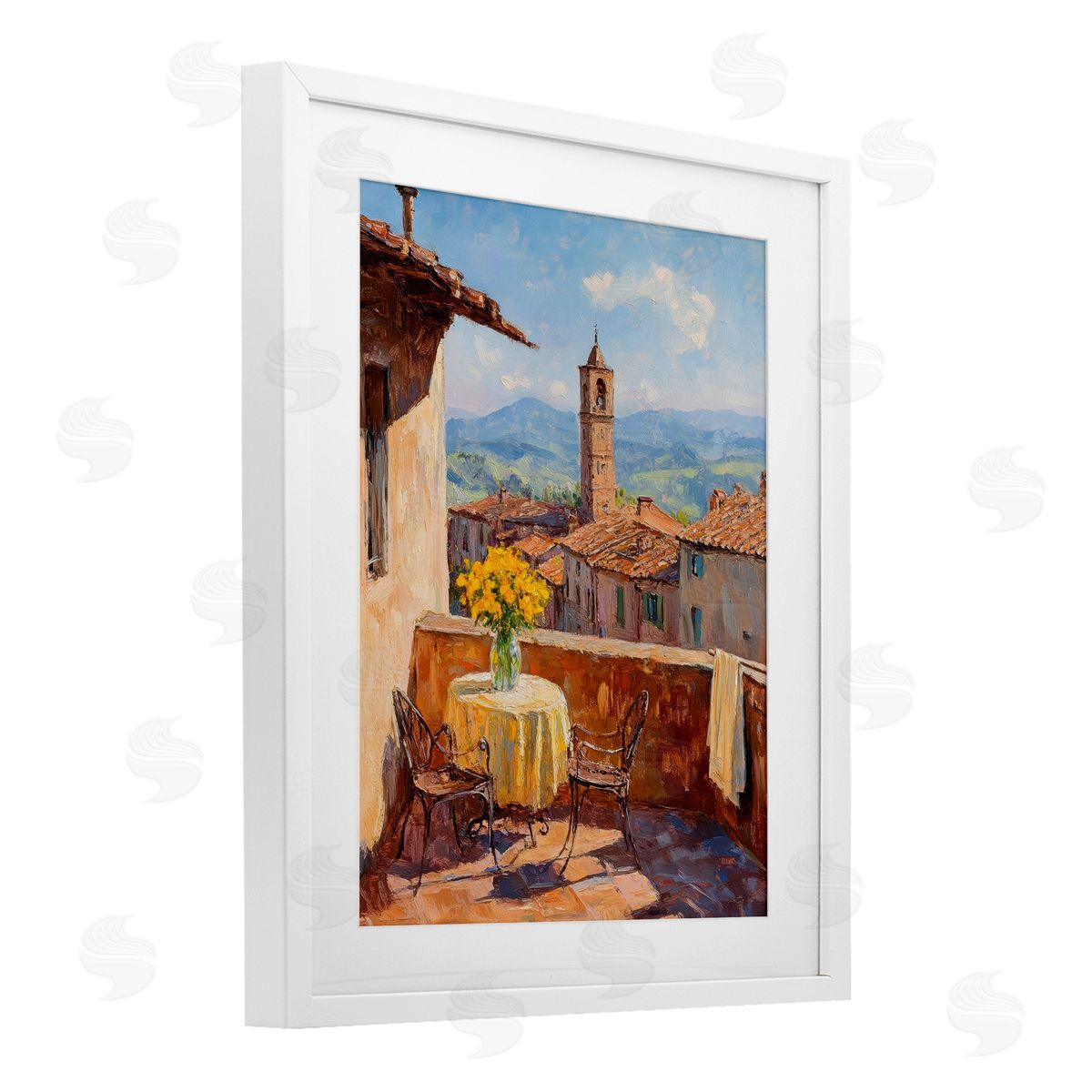 Petal Prints Design Sunlit Balcony View Canvas Wall Art Print