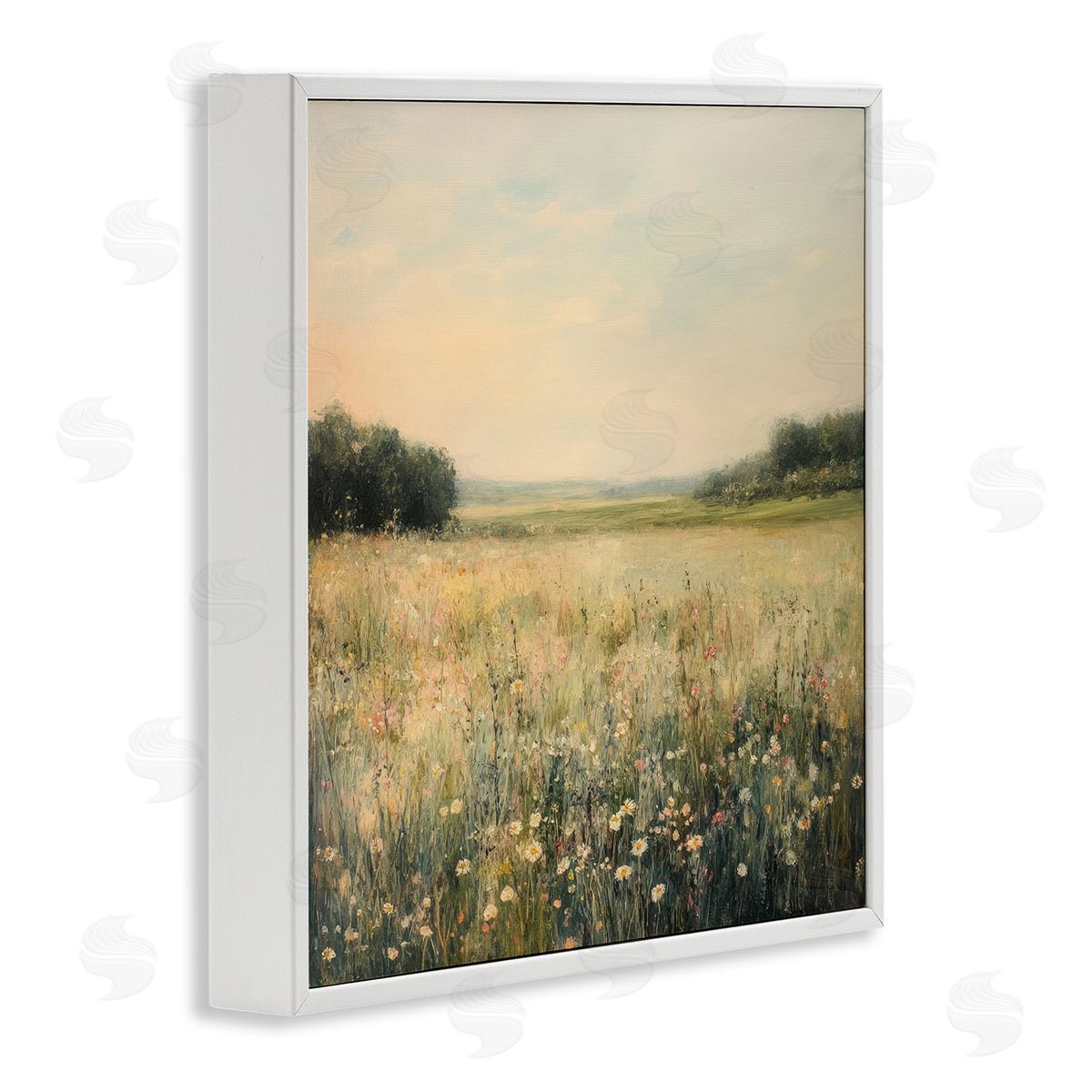 Petal Prints Design Warm Wildflower Landscape Canvas Wall Art Print