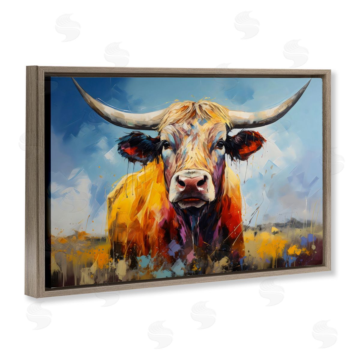 LSR Creative Studio Moody Longhorn Portrait Canvas Wall Art Print